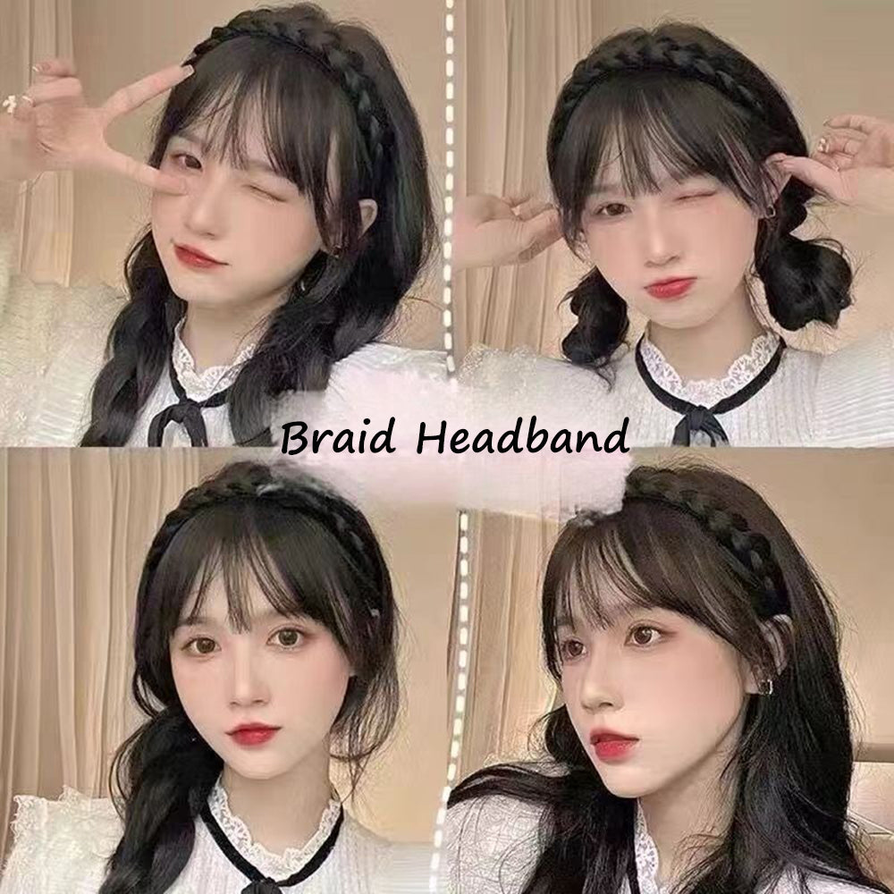 S.A.V.I Natural Black Braided Hairband for Women & Girls | Synthetic Braid Look Headband | Stylish Flexible Hair Band for Daily Use, Parties, Casual | 1Pc Lightweight & Comfortable