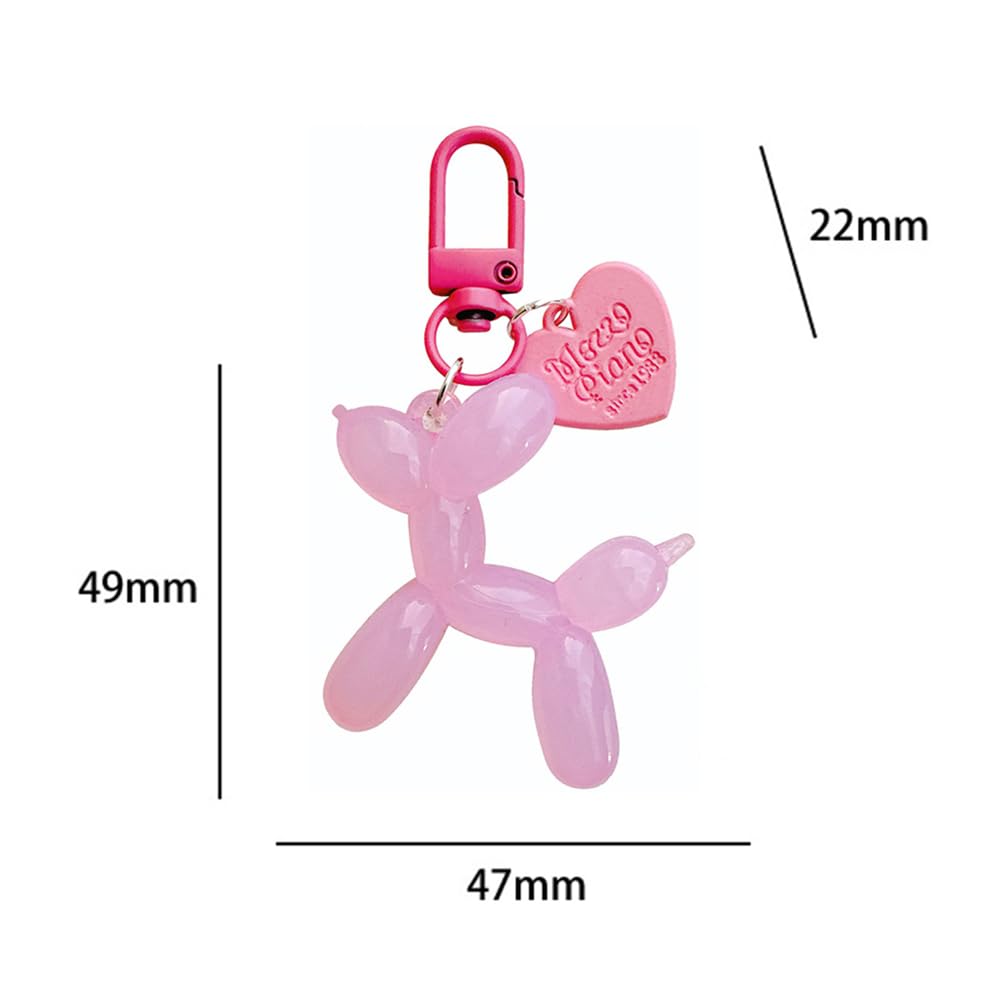 S.A.V.I Resin Pink Balloon Dog Keychain | Cute 3D Animal Charm for Bags & Keys | Durable 49mm Mini Accessory | Stylish Lightweight Key Ring for Men, Women & Kids (Pink)