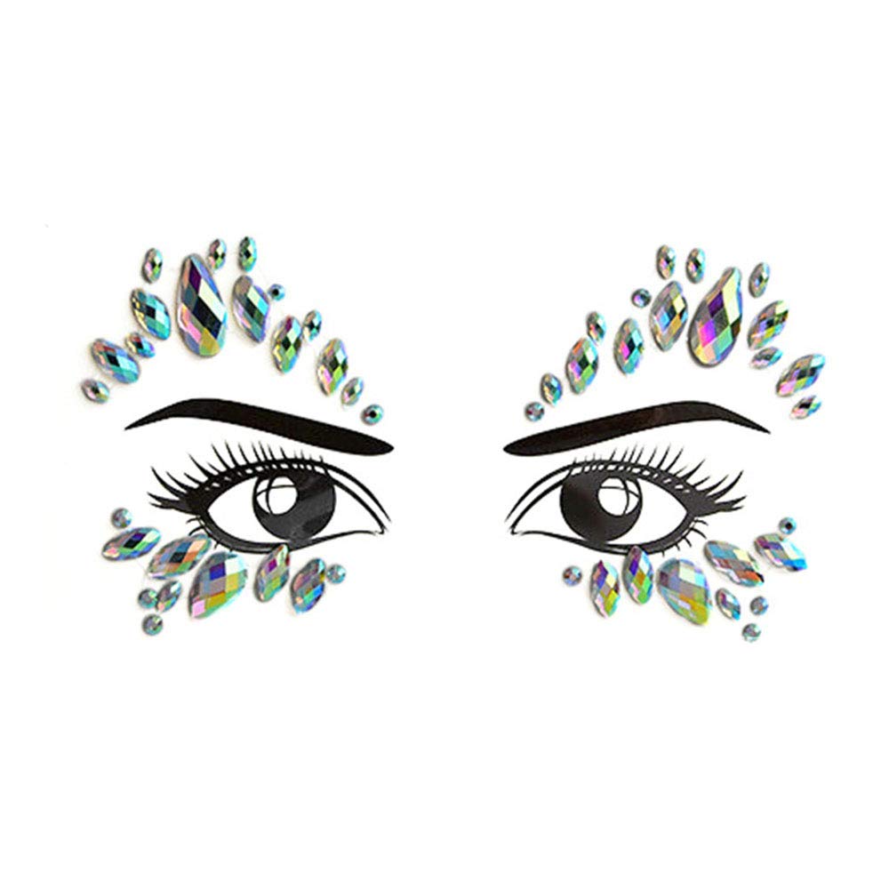 S.A.V.I 3D Face Gems Acrylic Crystal Stickers Rave Eyes Decoration Rhinestone Diamond Forehead Eyebrows Self-adhesive Sticker for Women, 1 Sheet (#13)