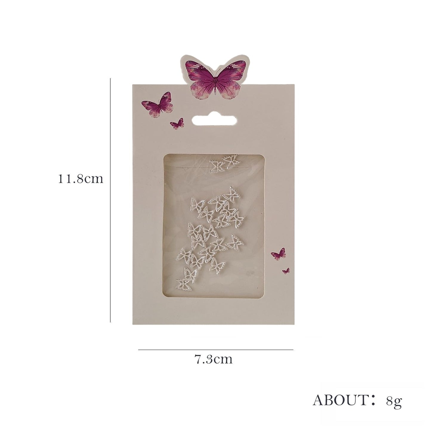 S.A.V.I 3D Butterfly Nail Art Charms (20 Pcs) – Silver Alloy Metal Nail Decorations | 8mm DIY Nail Accessories for Women & Girls | Manicure Art Kit for Stylish, Elegant Nail Designs