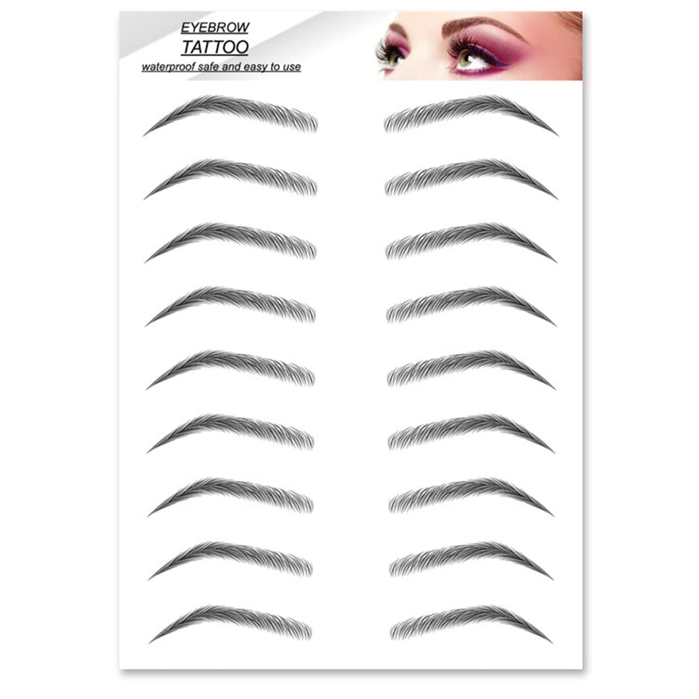 S.A.V.I 9 Pairs 3D Natural Look Eyebrow, Long Lasting Upto 4 Days, Black Waterproof Eyebrow Temporary Tattoo Sticker - 1 Sheet