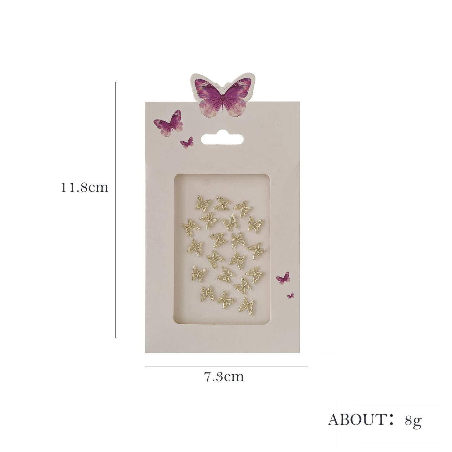 S.A.V.I Gold 3D Butterfly Nail Art Charms – 20 Pcs Alloy Nail Decorations for Women & Girls – 8mm Metallic Nail Accessories for DIY Nail Art, Extensions & Manicure