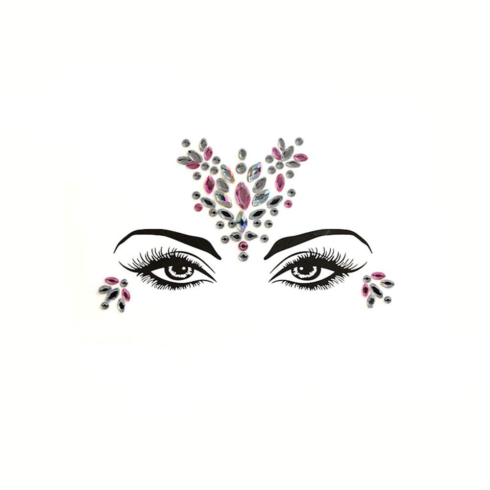S.A.V.I 3D Face Gems Acrylic Crystal Stickers Rave Eyes Decoration Rhinestone Diamond Forehead Eyebrows Self-adhesive Sticker for Women, 1 Sheet (#31)