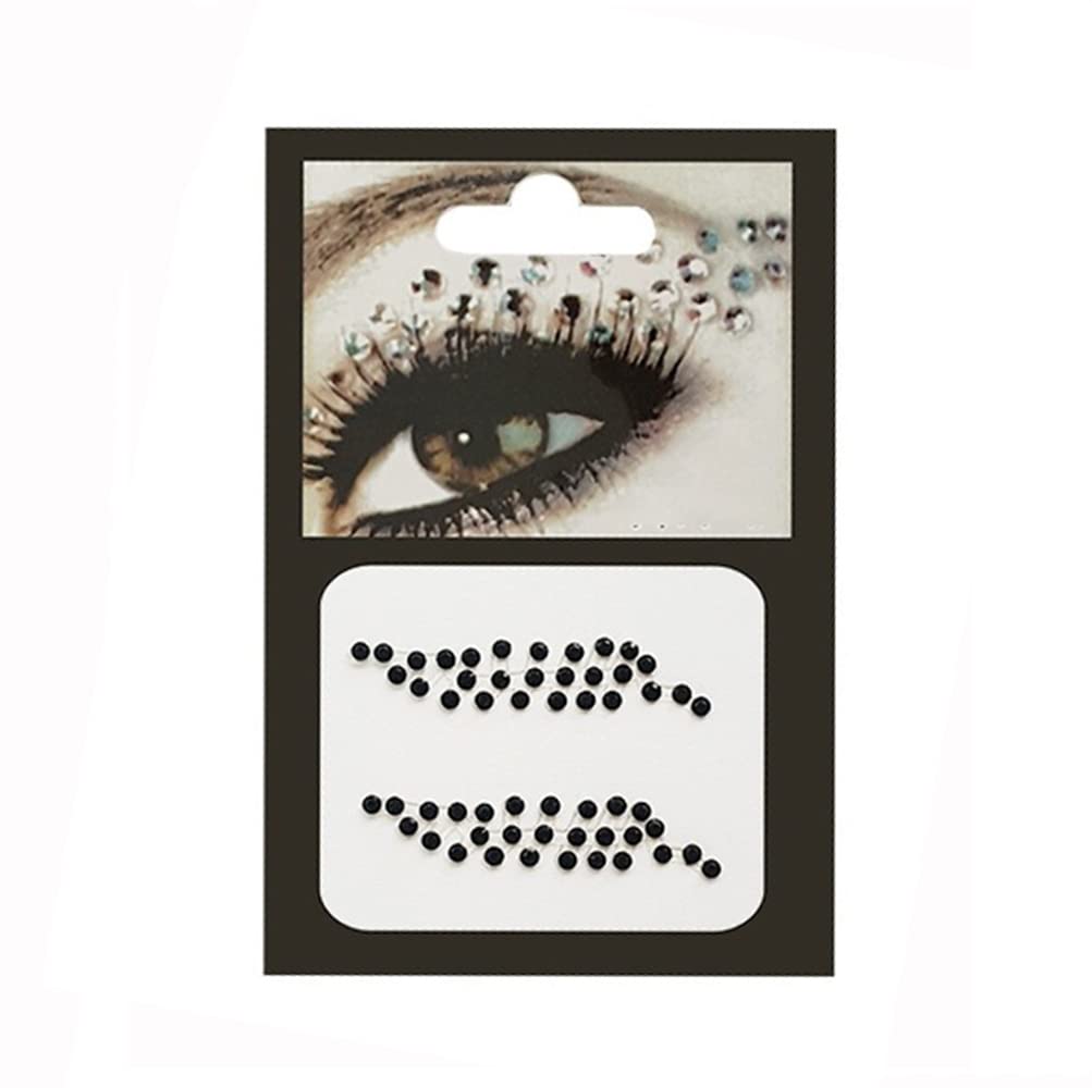 S.A.V.I 3D Black Face Eye Gems 1 Pair, Jewels Rhinestone Sticker Crystal Tattoo For Parade Party Disco Girls Women