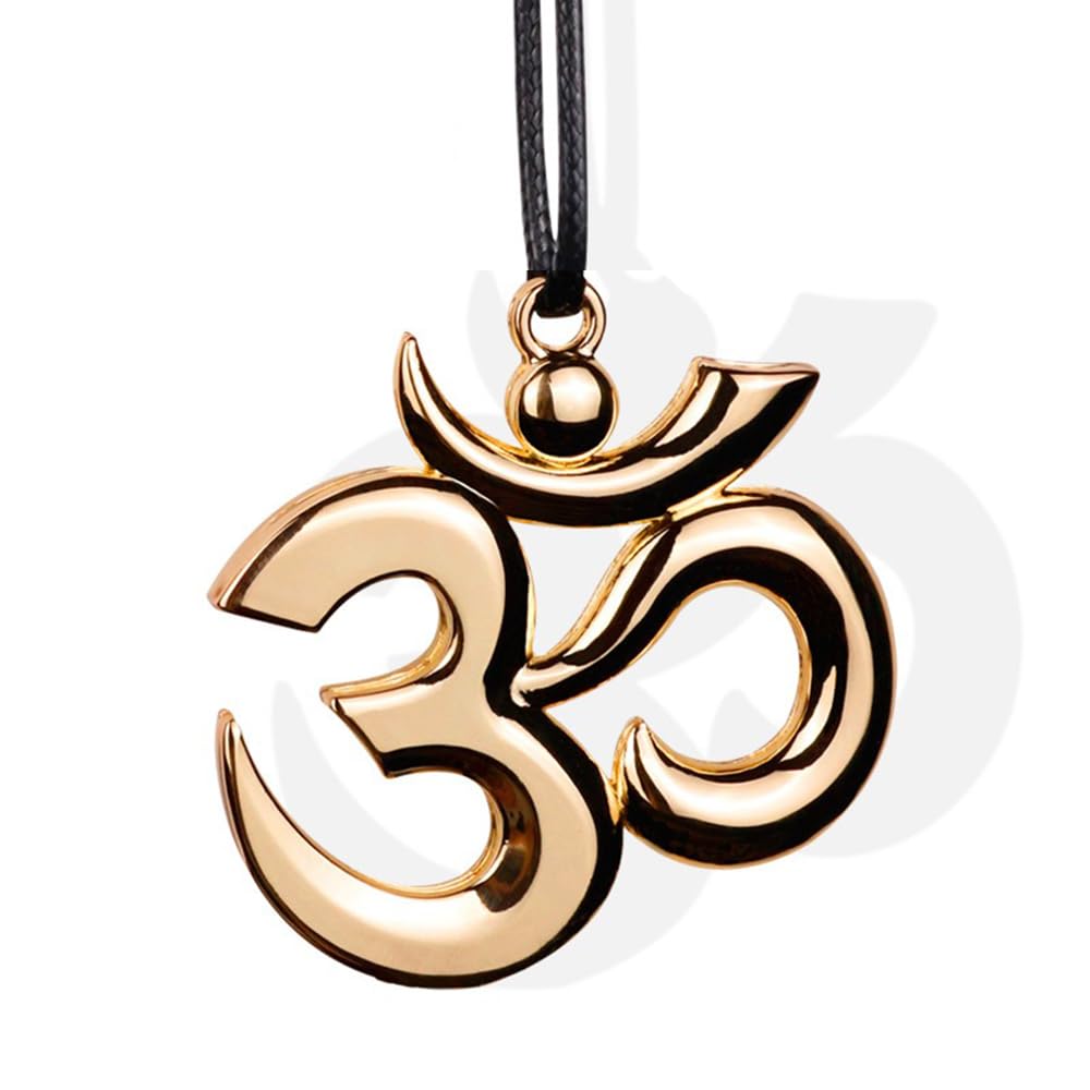 SAVIAURA 3D OM Car Hanging Ornament Accessories – Blessing Protection Décor for Home, Office (Gold)