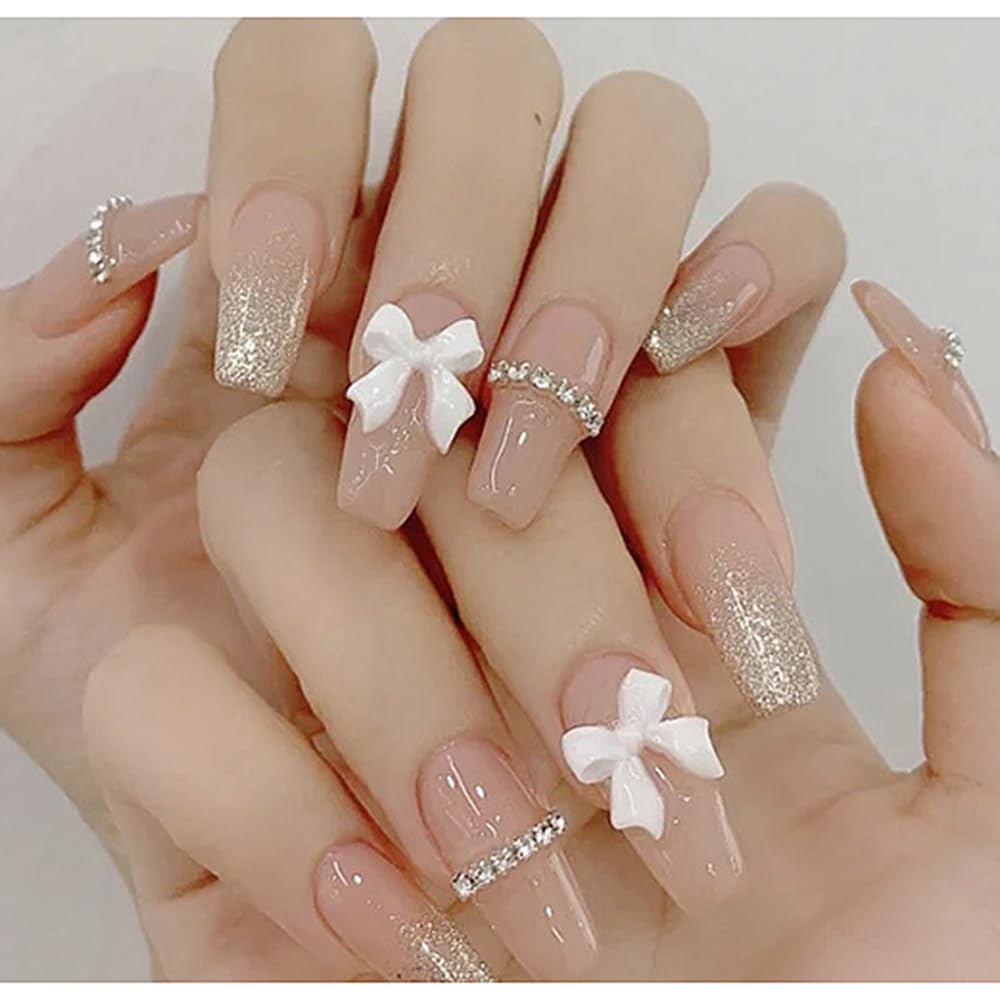 S.A.V.I 70 Pcs 3D Bow Nail Art Decorations Set – Mixed Colour Acrylic Bows in Multiple Sizes & Shapes, Round Storage Box for DIY Nail Design, Manicure & Salon Nail Accessories
