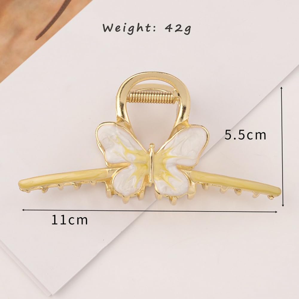 S.A.V.I 1pc Elegant Yellow Butterfly Hair Clip for Women | Gold-Plated Enamel Finish | Stylish Hair Accessory for Parties | Durable, Lightweight Trendy Design