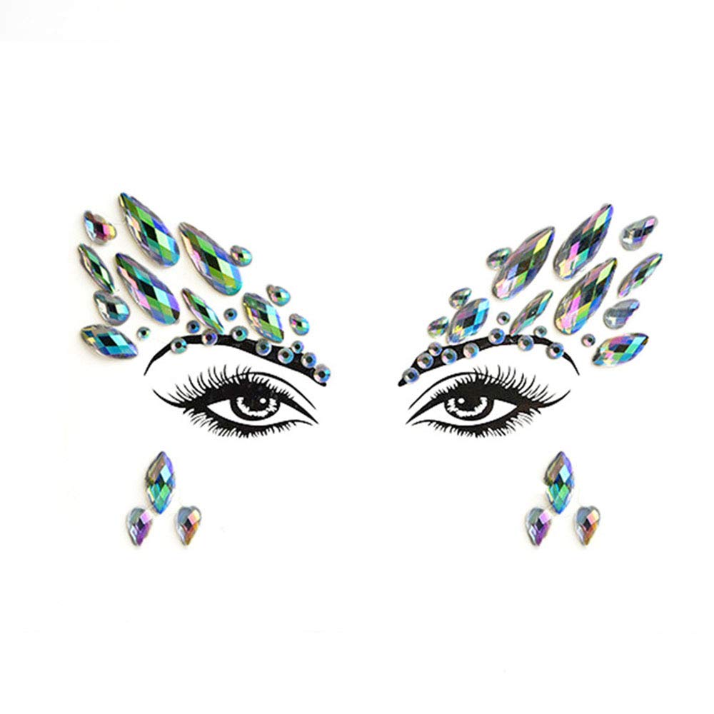S.A.V.I 3D Face Gems Acrylic Crystal Stickers Rave Eyes Decoration Rhinestone Diamond Forehead Eyebrows Self-adhesive Sticker for Women, 1 Sheet (#15)