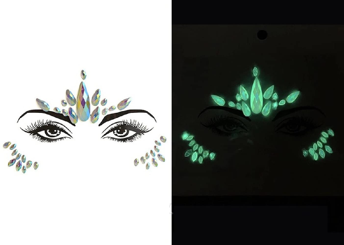 S.A.V.I 3D Luminous Glow in dark Crystal Diamond 3D Rhinestone Faces Jewels Face Stickers for Party Disco Club Bar