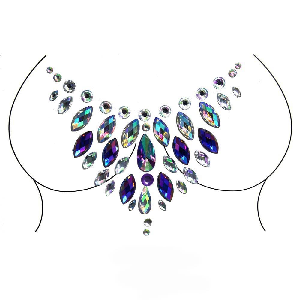 S.A.V.I 3D Body Chest Gems, Crystal Sticker, Rhinestone Tattoo Crystal Decoration for Women Girls Events Parties Weddings Clubs