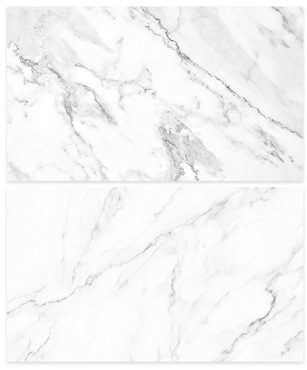 SAVIAURA 2-in-1 Double-Sided Waterproof Tabletop Photography Backdrop | 3D Flat Lay Design | 1 Sheet (#31- White Marble Surface Pattern)