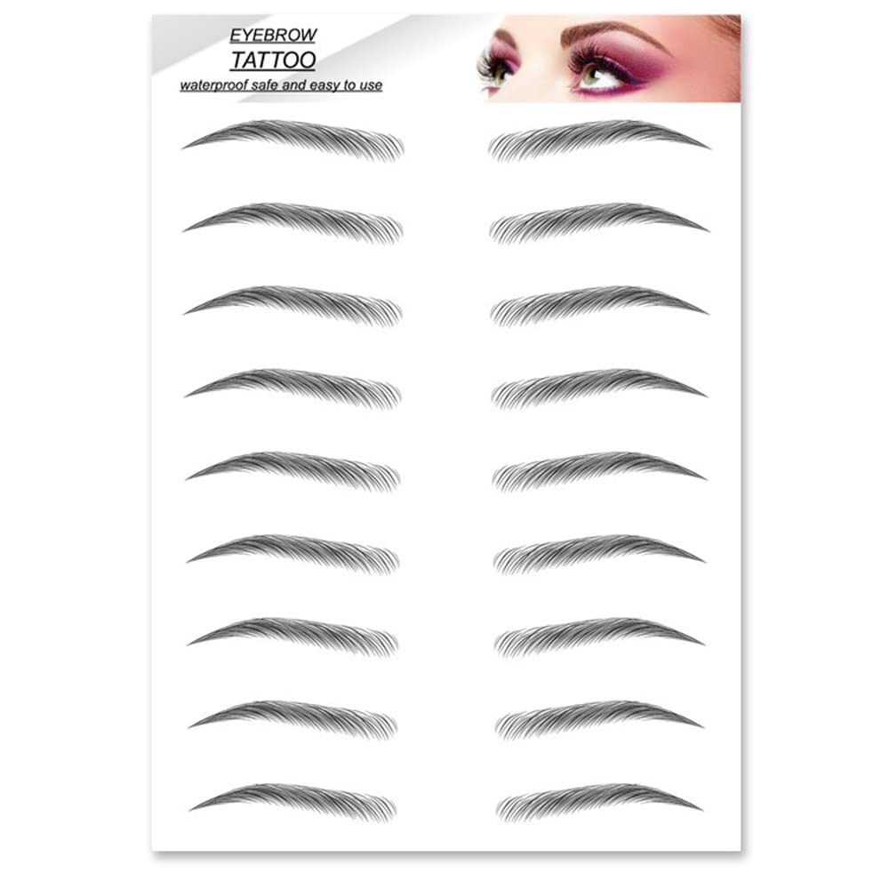 S.A.V.I 9 Pairs 3D Natural Look Black Eyebrow, Long Lasting Upto 4 Days, Waterproof Eyebrow Temporary Tattoo Sticker - 1 Sheet