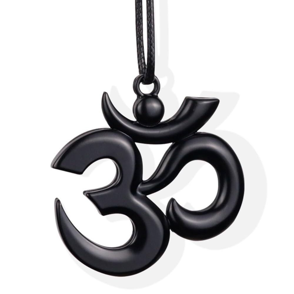SAVIAURA 3D OM Car Hanging Ornament Accessories – Blessing Protection Décor for Home, Office (Black)