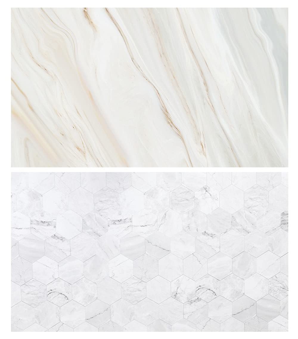 SAVIAURA 1 Sheet 2 in 1 3D Flat Lay Tabletop Double-Sided Photography Backdrop Photo Studio Flatlay Background PVC Wrinkle-Free for Small Product Shoot (Marble & Tiles Pattern)