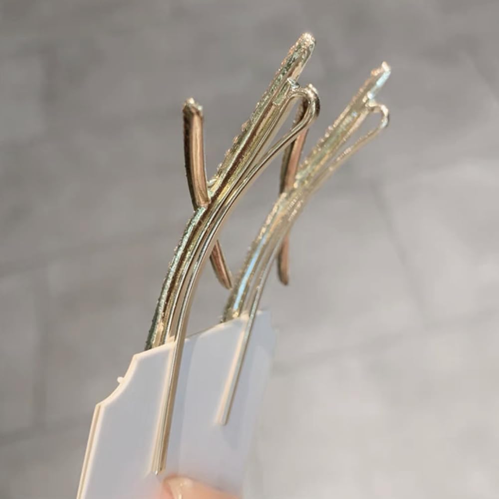 S.A.V.I 1 Pair Sparkling Rhinestone X Shape Hair Clips for Women & Girls | Gold-Tone Crystal Hairpins | Stylish Party Hair Accessories for Bun, Braid, Hairstyles