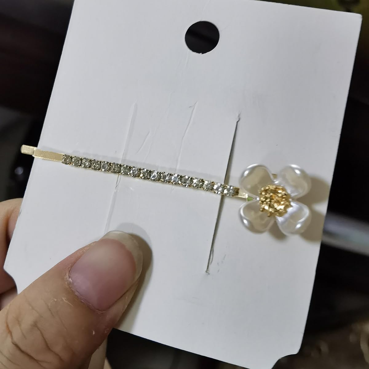 S.A.V.I 1 Pair Golden Flower Rhinestone Hairpins for Women & Girls | Elegant Pearl Bobby Pins | Stylish Hair Accessories for Party, Wedding, Daily | 6.8cm Floral Clips