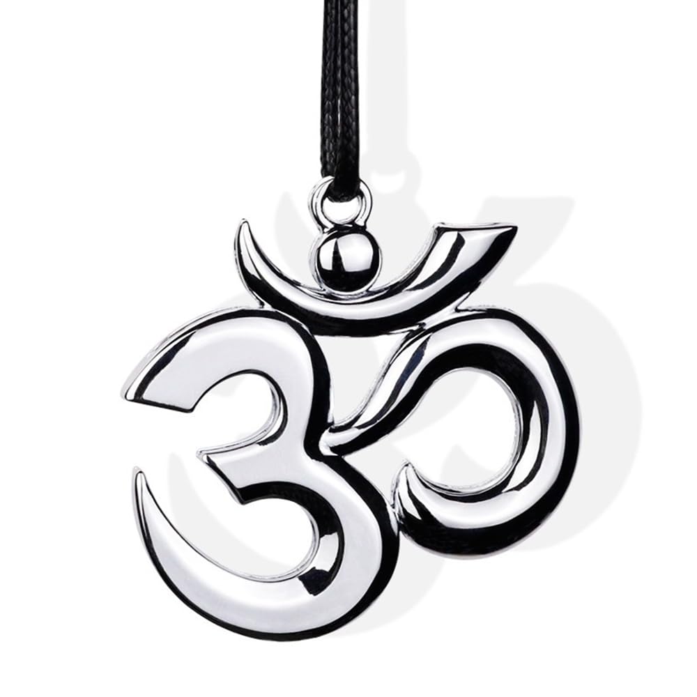 SAVIAURA 3D OM Car Hanging Ornament Accessories – Blessing Protection Décor for Home, Office (Silver)