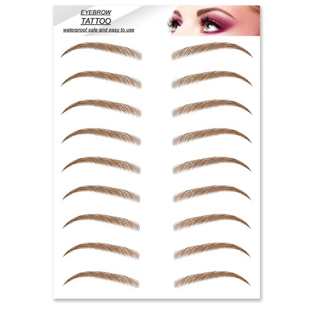 S.A.V.I 9 Pairs Natural Brown Eyebrow Tattoos, Long Lasting Up to 4 Days, Waterproof Eyebrow Temporary Tattoo Sticker - 1 Sheet #6BR