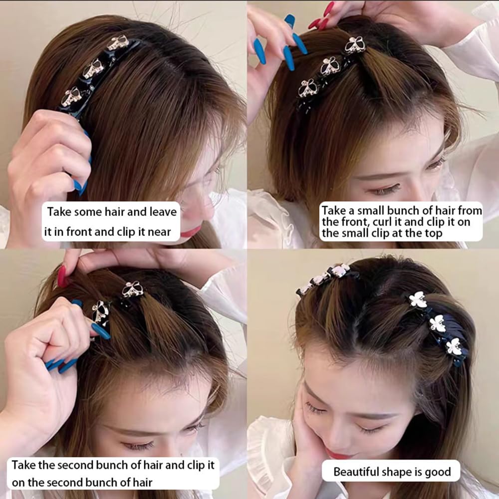 S.A.V.I 2pcs Hair Claw Clips for Girls & Women | 9cm Black Plastic Hair Clips with Pink Butterfly Design | Stylish Hair Accessories for Kids | Strong Grip Small Clutcher for Daily
