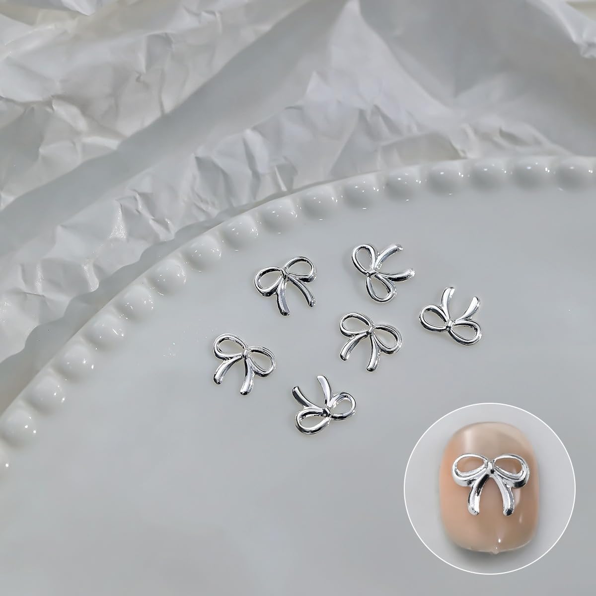 S.A.V.I Bow Nail Art Charms Set – 3D Gold & Silver Metal Bows for Nails | 12 Unique Styles | Nail Accessories for DIY Nail Art, Acrylic, Gel Manicure | 130mm Box, 30g Kit