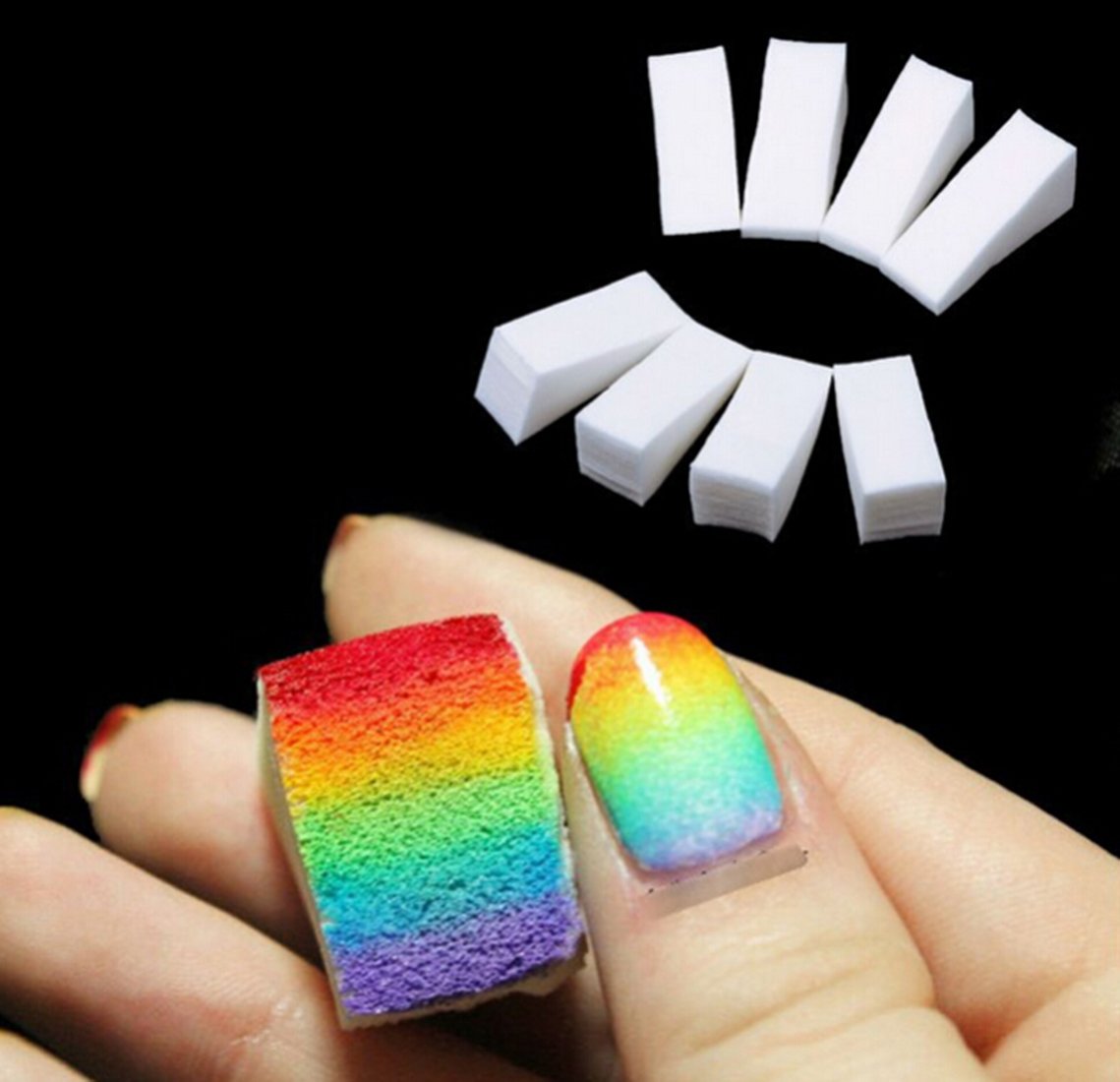S.A.V.I Nail Art Equipment Simple DIY Nail Change Color Sponges 8 Pieces/lot