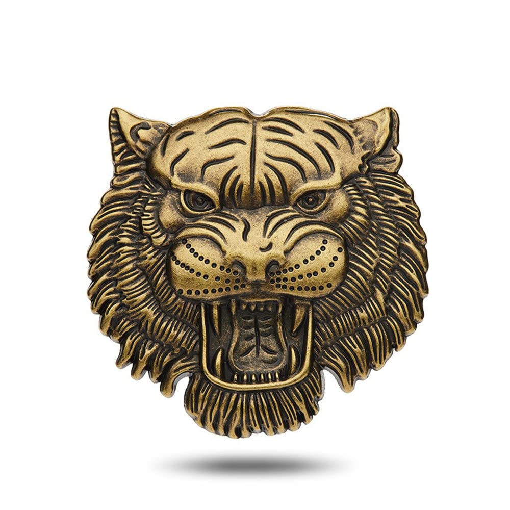 SAVIAURA 3D Tiger Head Car Sticker - Three-Dimensional Metal Body Window Decal for Cars - Bold and Eye-Catching Totem Design (Bronze)