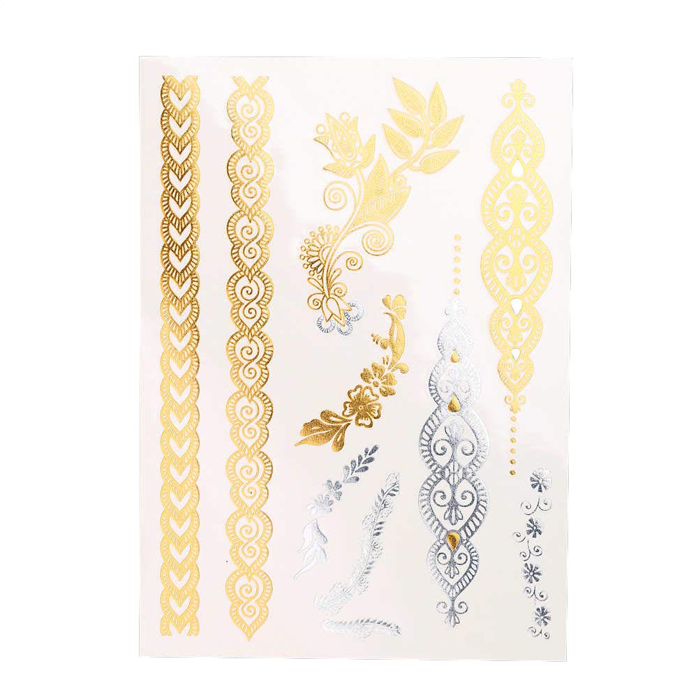 S.A.V.I 3D Temporary Tattoo Metallic Sticker, 21X15Cm, Gold, 2 G