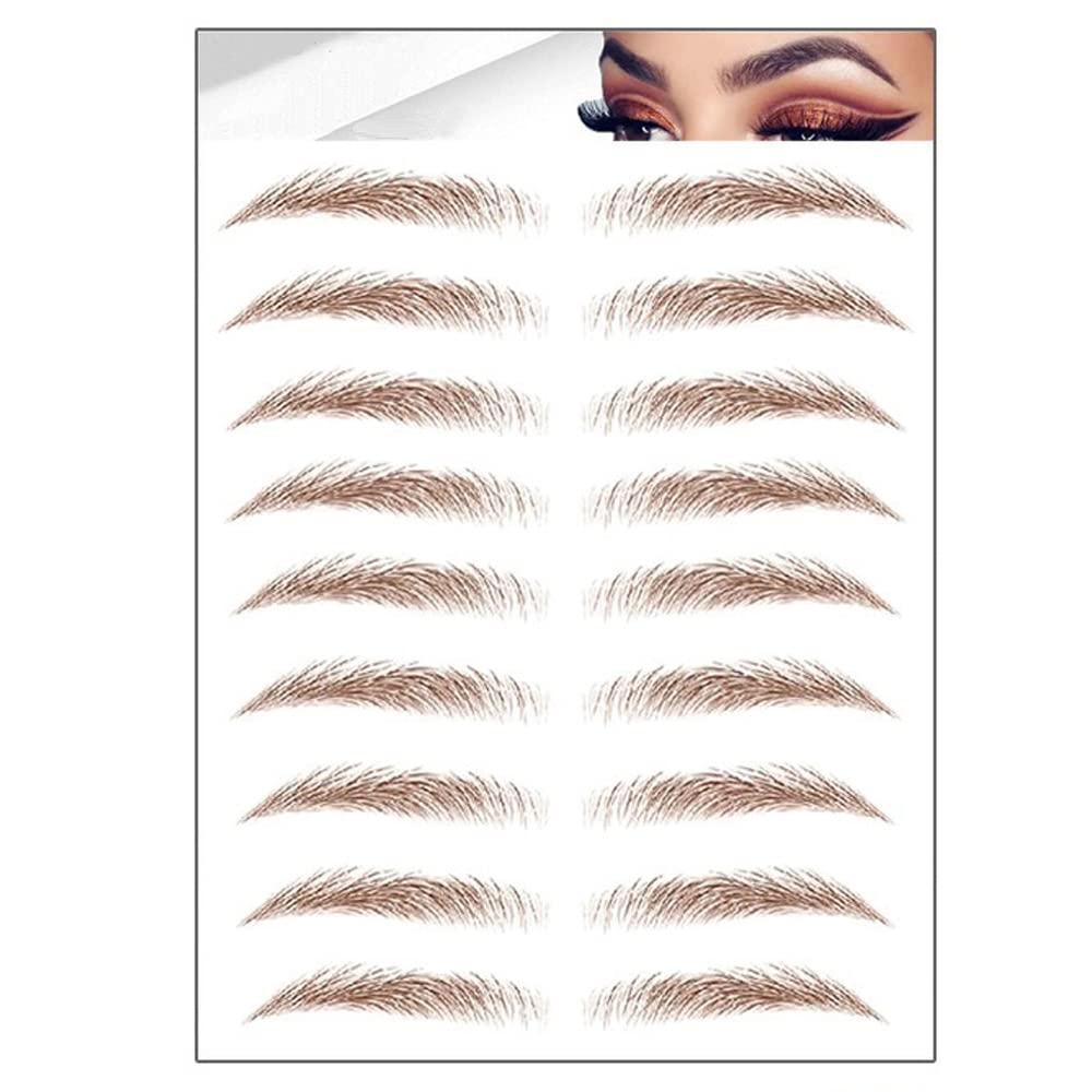 S.A.V.I 6D 9 Pairs Natural Brown Eyebrow, Long Lasting Up to 4 Days, Waterproof Eyebrow Temporary Tattoo Sticker - 1 Sheet
