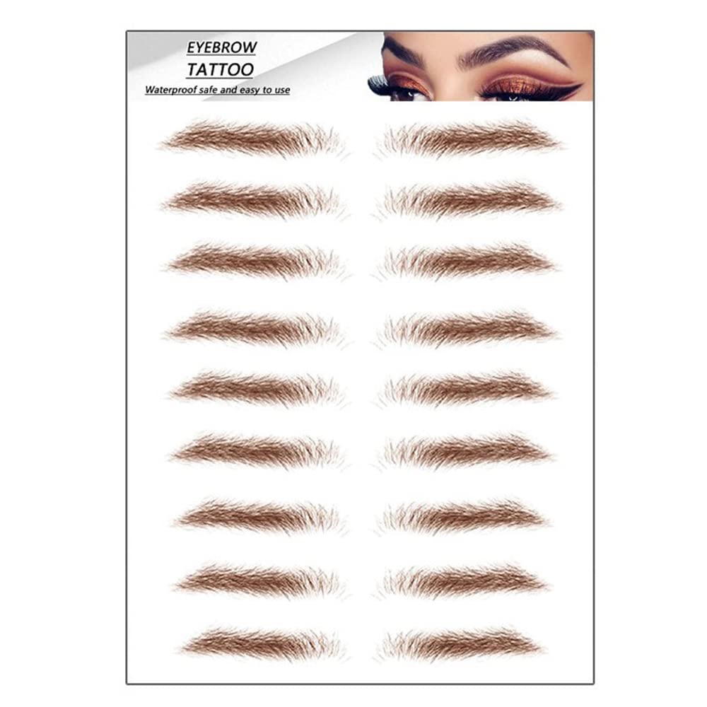 S.A.V.I 9 Pairs 6D Natural Brown Eyebrow, Long Lasting Up to 4 Days, Waterproof Eyebrow Temporary Tattoo Sticker - 1 Sheet