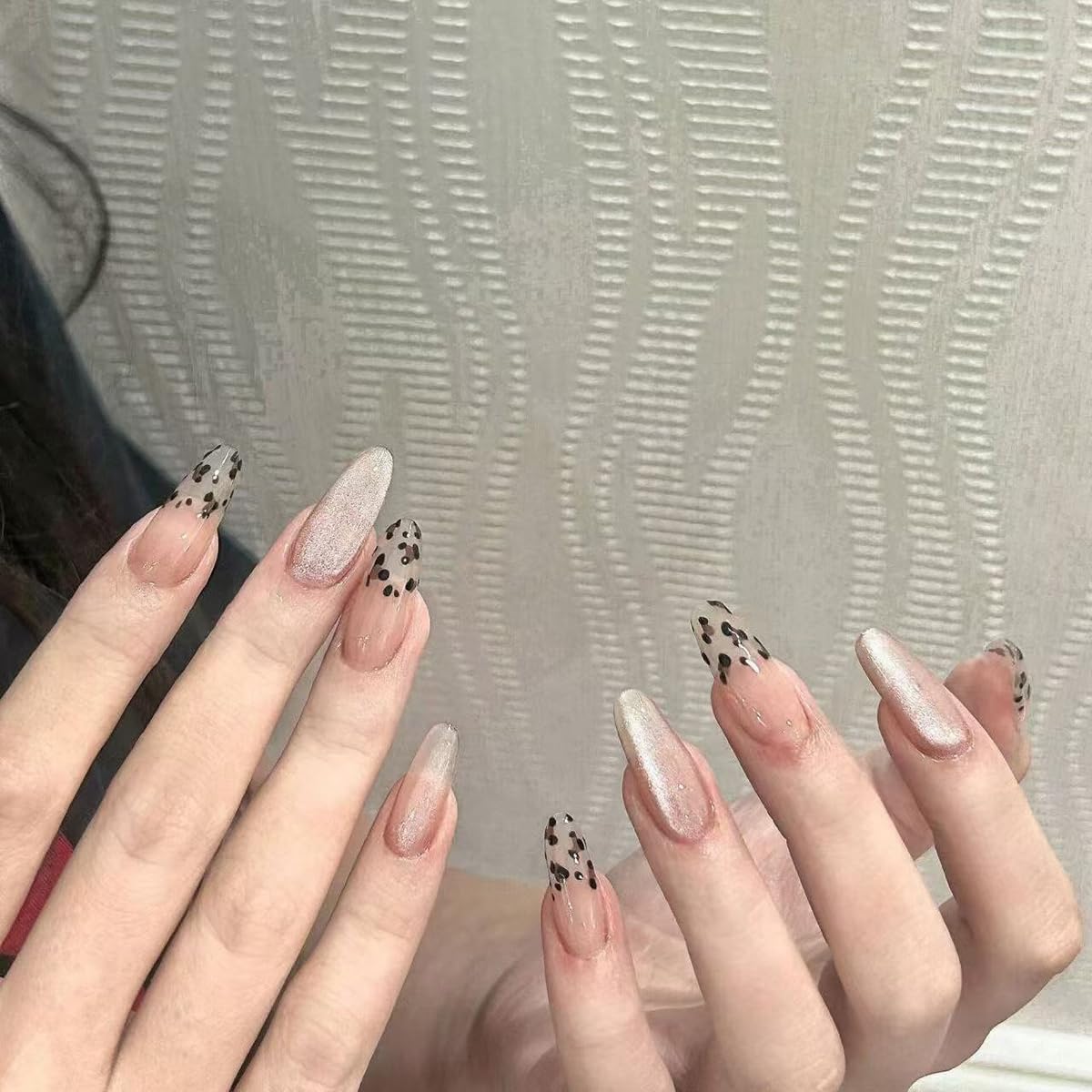 S.A.V.I 30 Pcs Nude Almond-Shaped Press-On Fake Nails with Animal Print – Salon-Quality Long-Lasting Manicure with Nail Glue & Adhesive Tabs – Easy to Apply at Home