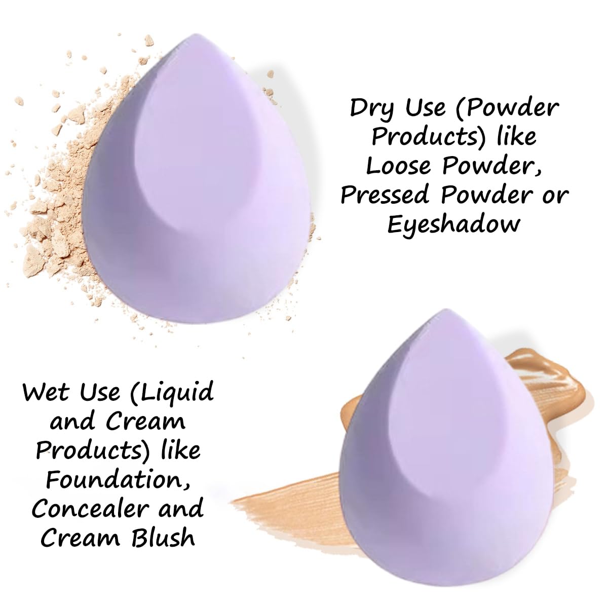 S.A.V.I Set of 15 Purple Beauty Blender Makeup Sponges | Soft Latex-Free Foam Puff for Foundation, Concealer & Powder | Multi-Shape Makeup Sponge for Wet & Dry Use | Smooth & Flawless Blending Finish (Purple)