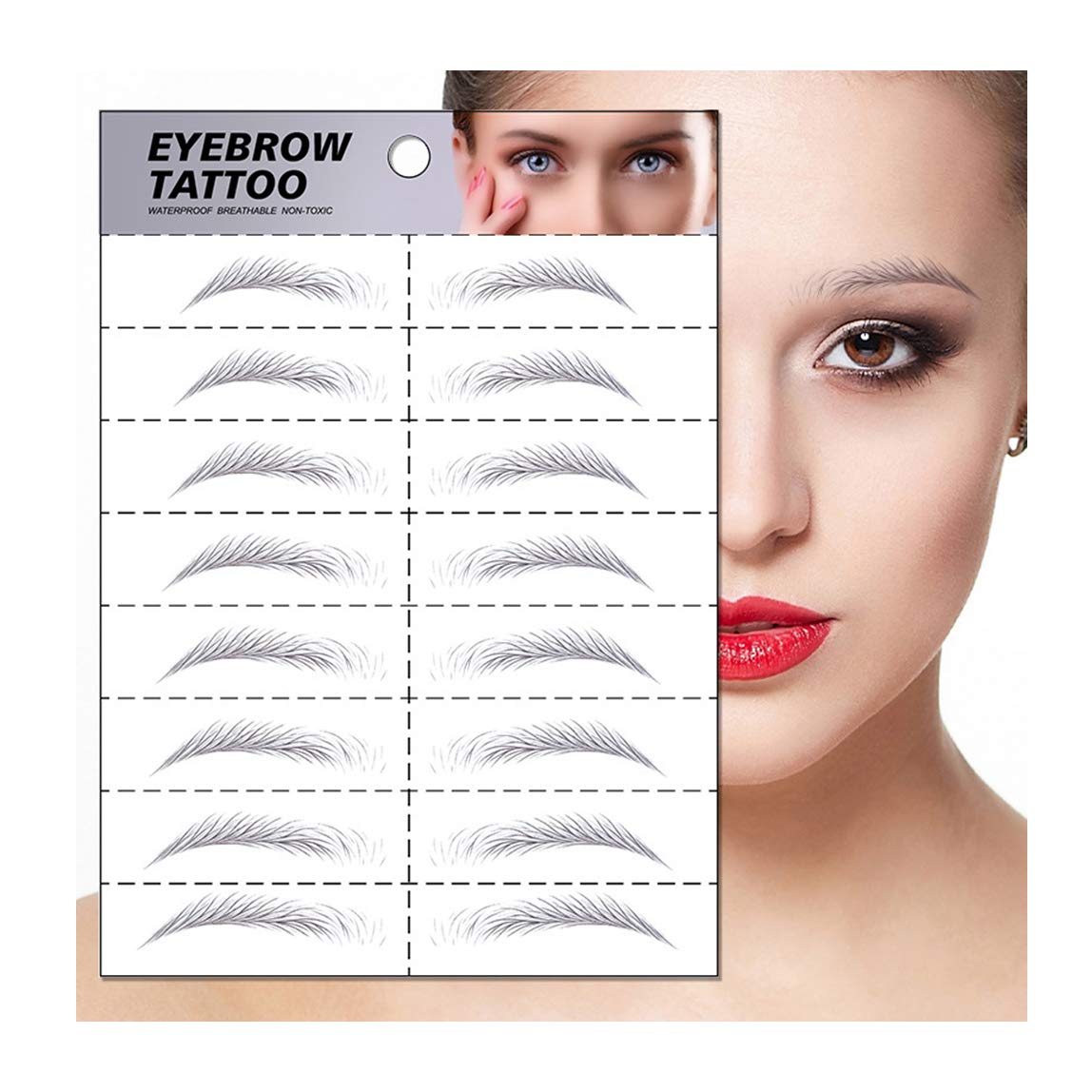 S.A.V.I 8 Pairs 6D Natural Look Eyebrow Styling Long Lasting Up to 7 Days Waterproof Temporary Tattoo Stickers - 1 Sheet