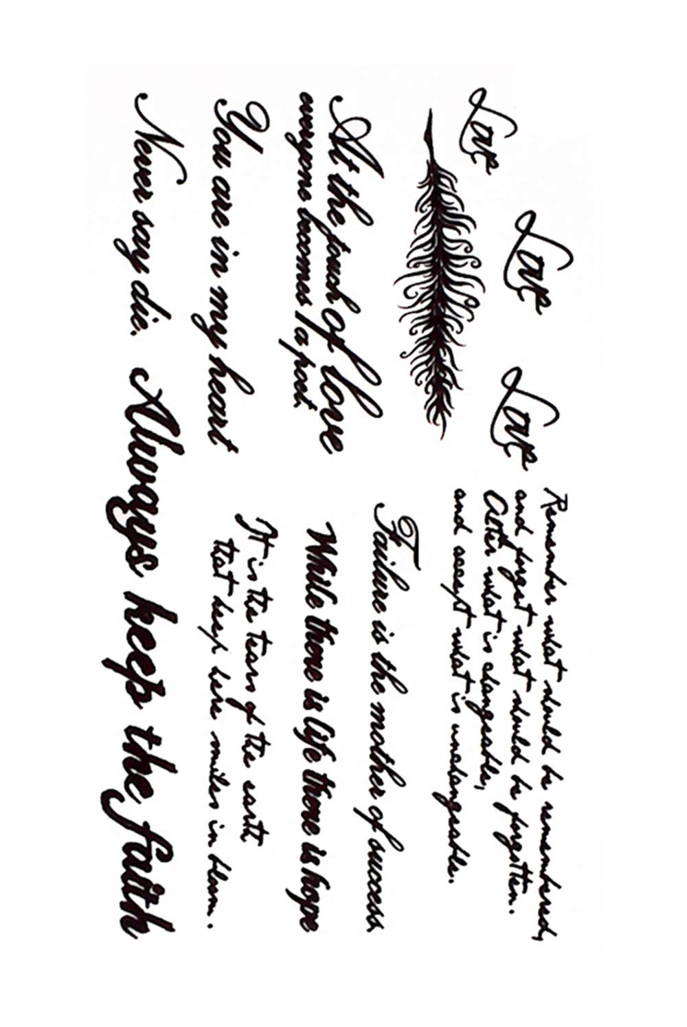 S.A.V.I 3D Temporary Tattoo Sticker Black Color Text Sanskrit English Popular Design Size 10.5x6CM - 1PC.