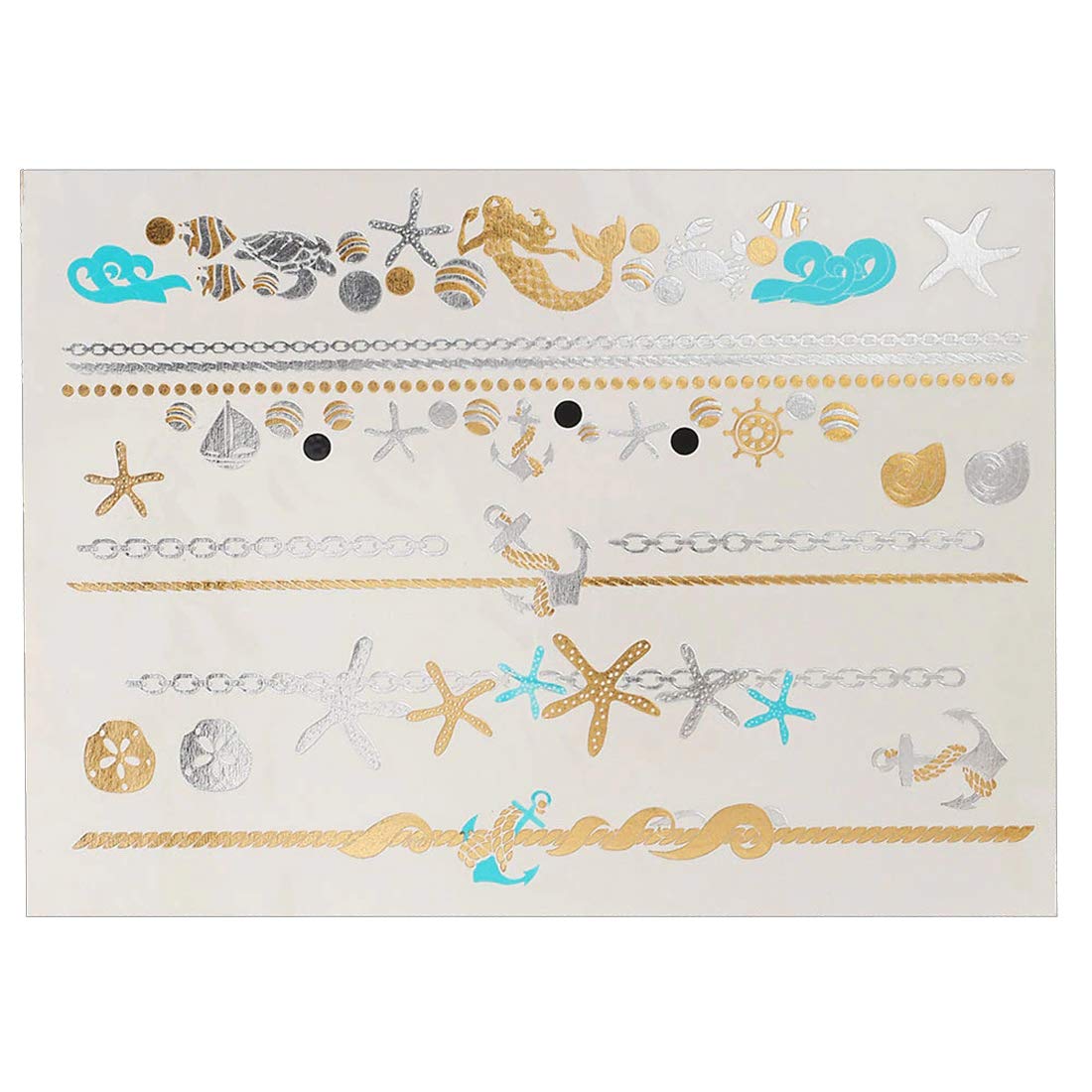 S.A.V.I 3D Temporary Tattoo Golden and Silver Metallic Sticker Wrist Arm Peacock Feathers Design Size 21x15cm - 1pc. (53-1), Gold, 2 g