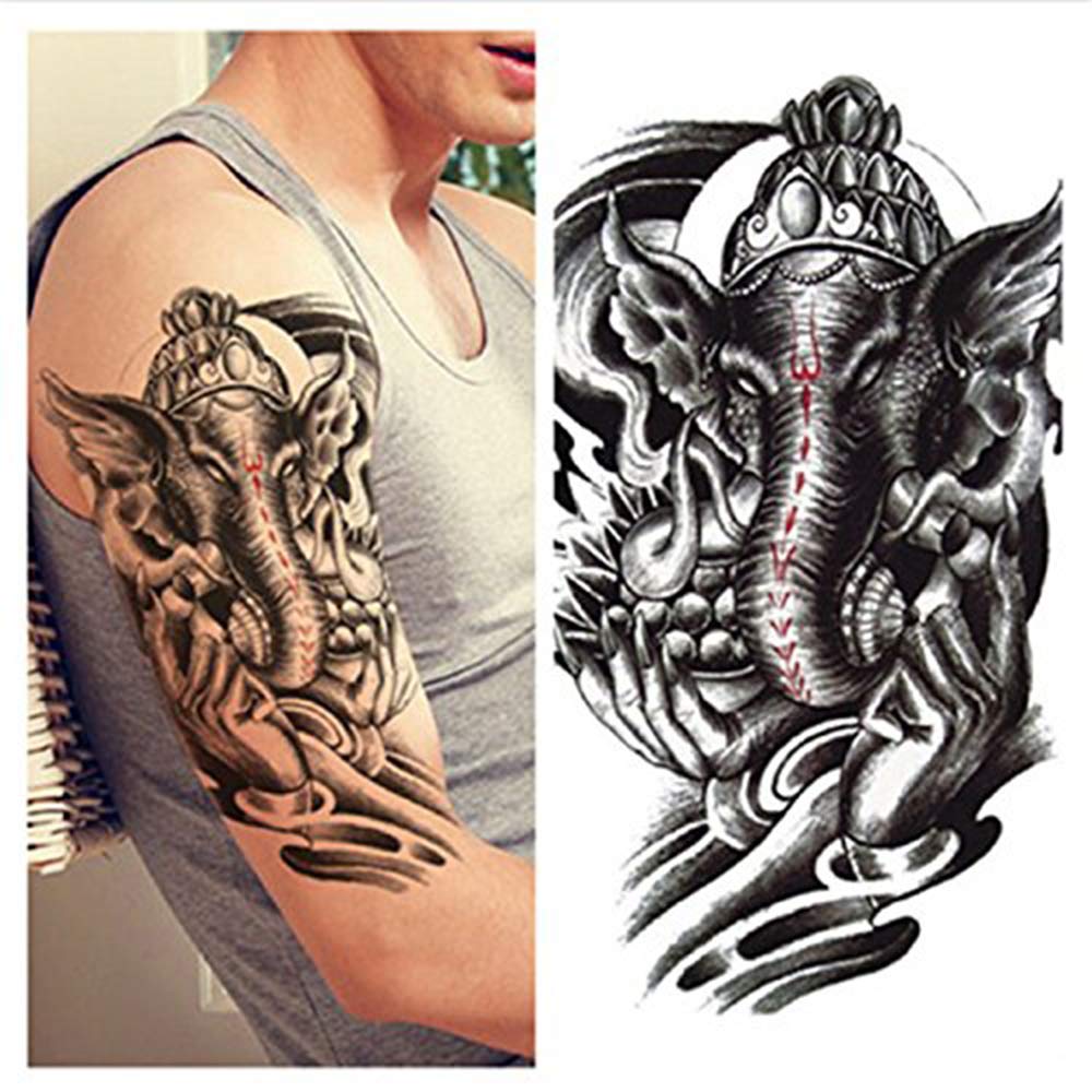 S.A.V.I 3D Temporary Tattoo Waterproof Sticker Beautiful Black Big Ganesha Face Popular New Designs Size - 21x15cm (103)