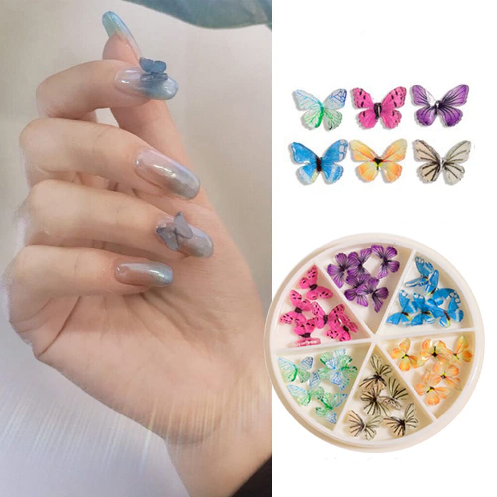 S.A.V.I 30Pcs 3D Butterfly Acrylic Nail Art Wheel - 6 Grid Nail Decoration for Salon DIY Nail Art Design Perfect Accessory