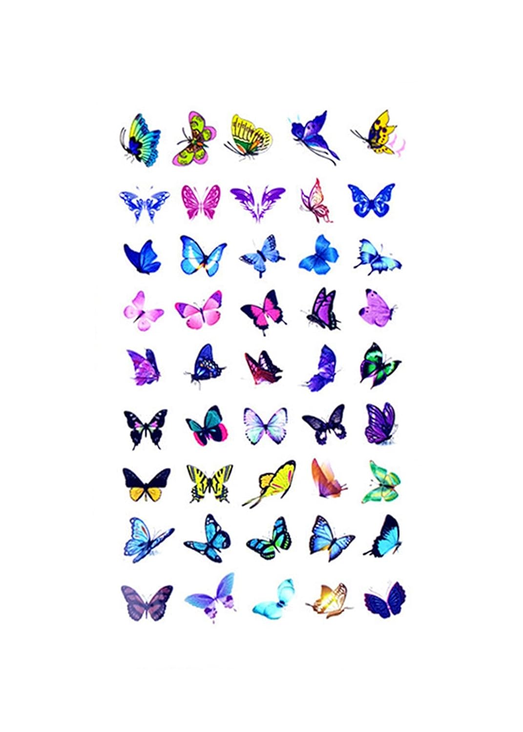 S.A.V.I 3D Temporary Tattoo Sticker Beautiful Colorful Small Butterflies Design Size 10.5x6CM - 1PC.