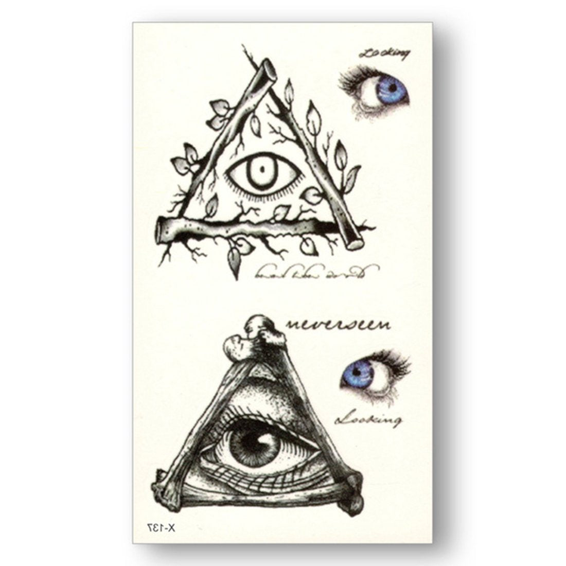 S.A.V.I 3D Temporary Tattoo Sticker Triangle Eye Design Size 10.5x6CM - 1PC.