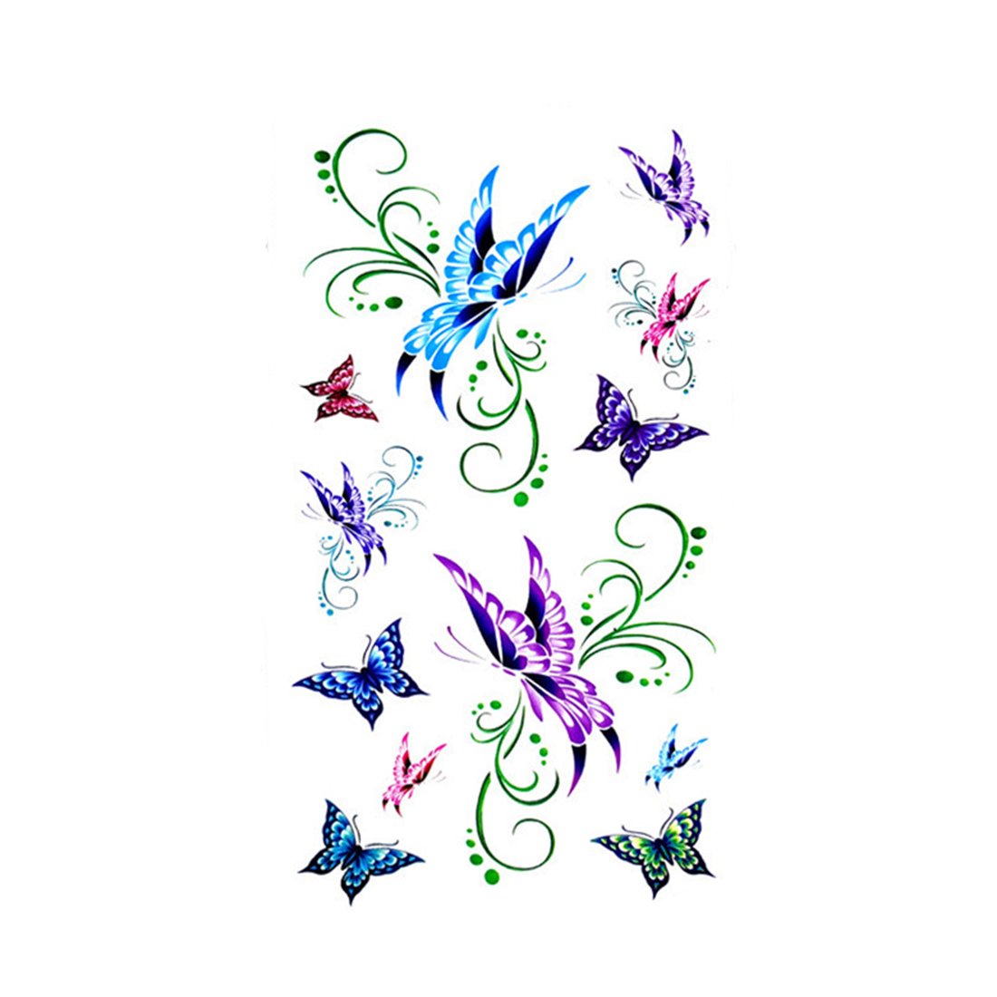 S.A.V.I 3D Temporary Tattoo Colored Butterflies Design Size 10.5x6CM - 1PC.