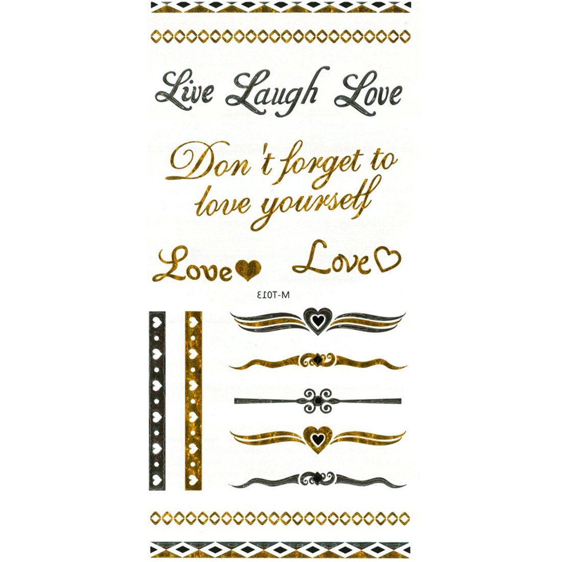 S.A.V.I 3D Temporary Tattoo Golden And Silver Metallic Sticker Text Wrist Arm Design Size 21x10CM - 1PC.