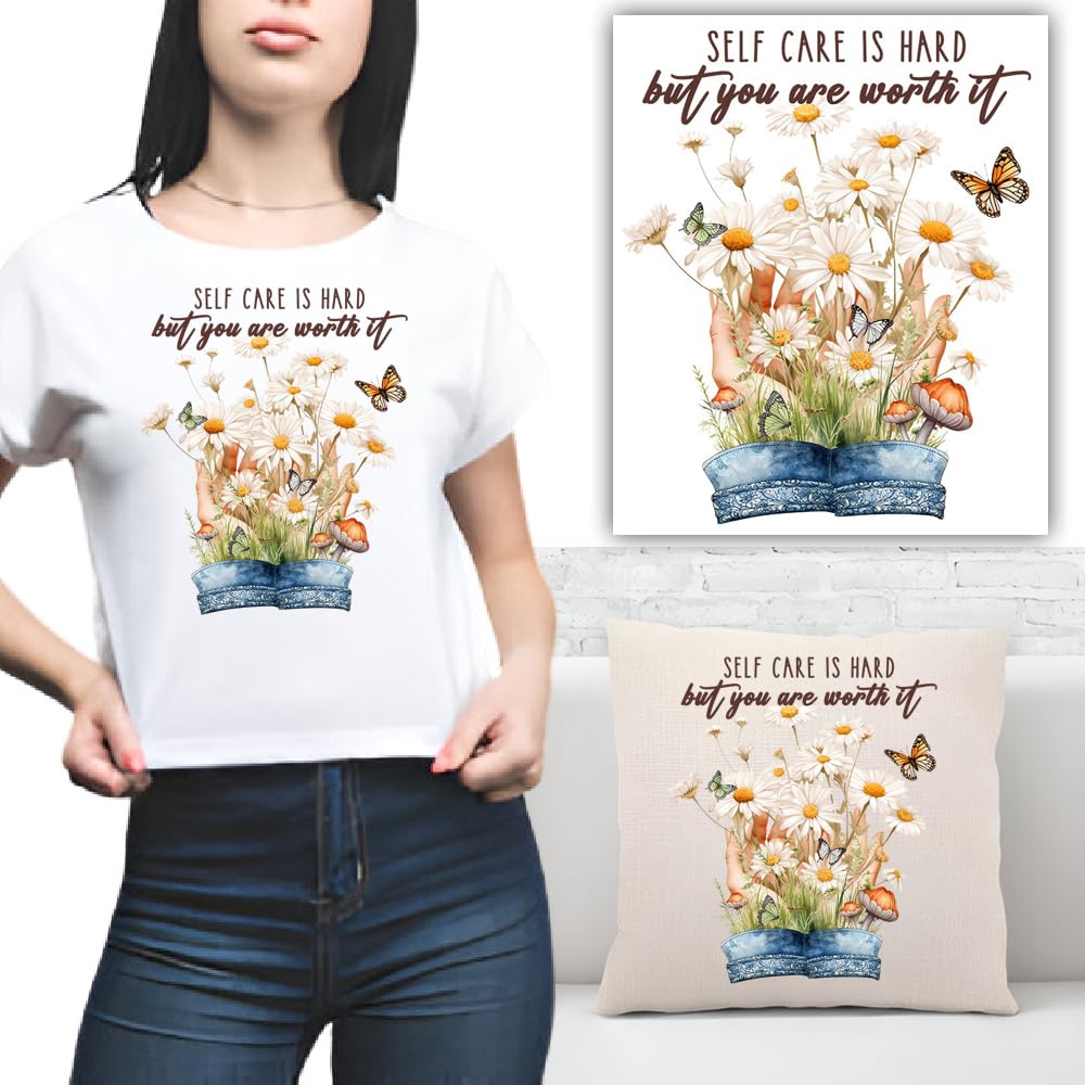 S.A.V.I DIY Iron-On Applique Patch - 6.5x8.5 Inch Heat Transfer Sticker | Washable Floral Design with Motivational Quote | Ideal for T-Shirts, Hoodies, Jeans, Pillows, Backpacks Home Décor - 1PC