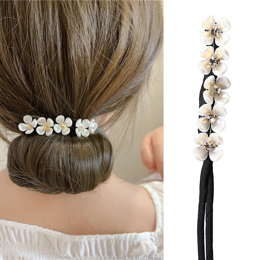 S.A.V.I 1 Pc Shell Flower Hair Curler Clip | Elegant White Floral Hair Accessory for Women Girls | Stylish Hair Bun Maker Easy-to-Use Styling Tool