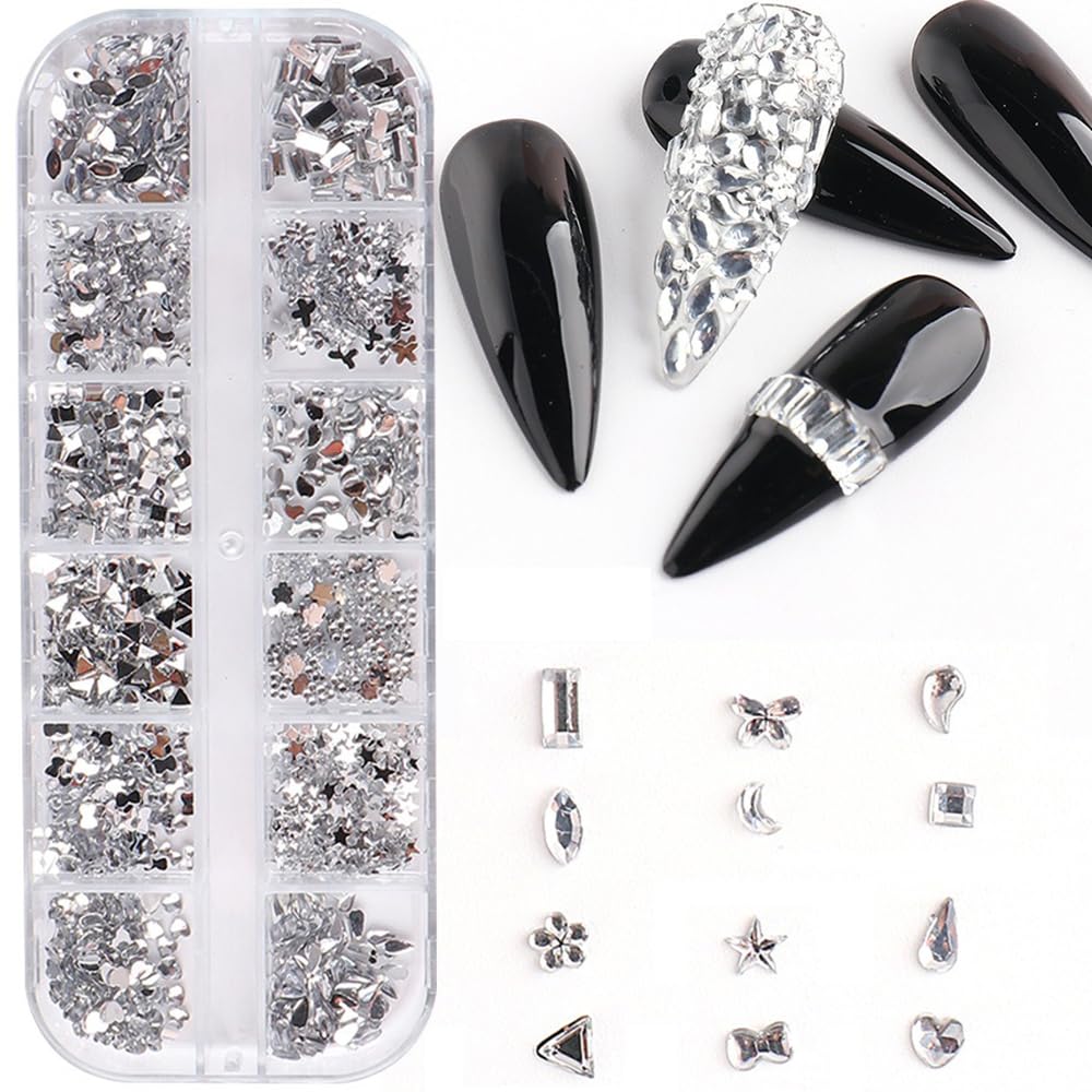 S.A.V.I 12 Grids White Resin Rhinestones for Nail Art DIY