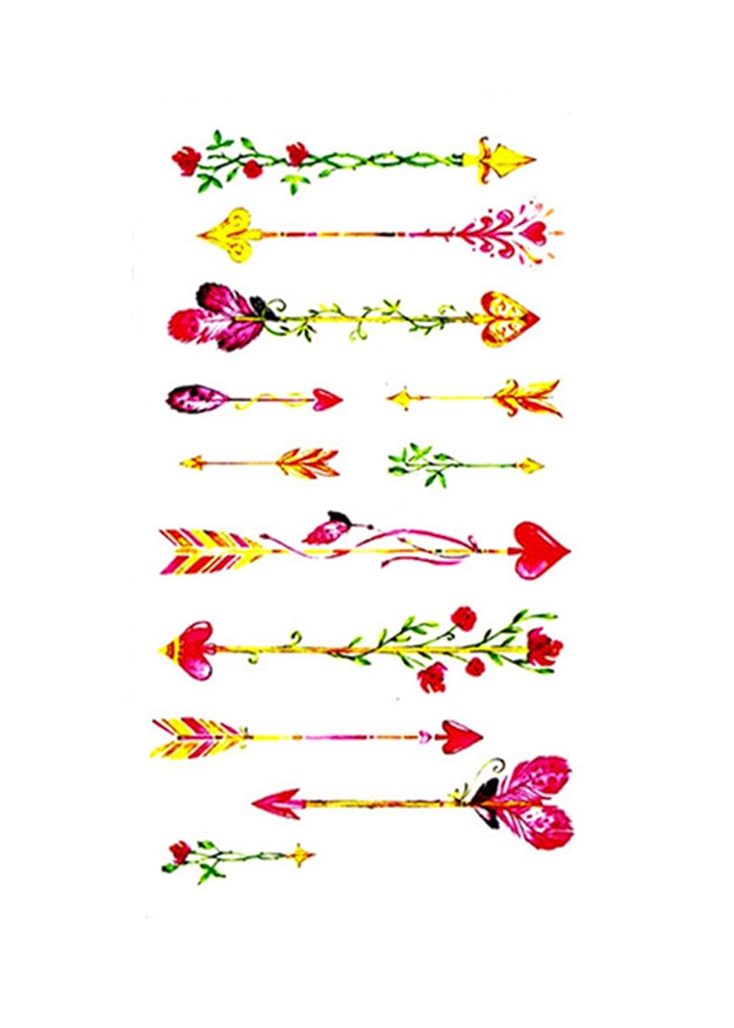 S.A.V.I 3D Temporary Tattoo Colorful Heart Arrows Design Size 10.5x6cm - 1pc.