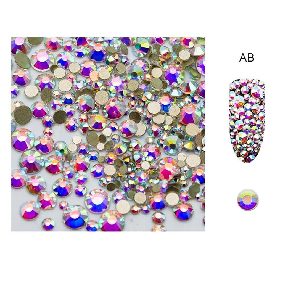 S.A.V.I 5g/Pack AB Glass Rhinestones Stones Shiny Gems Manicure Accessories Flatback Mixed Sizes for Nail Art Decoration (AB)