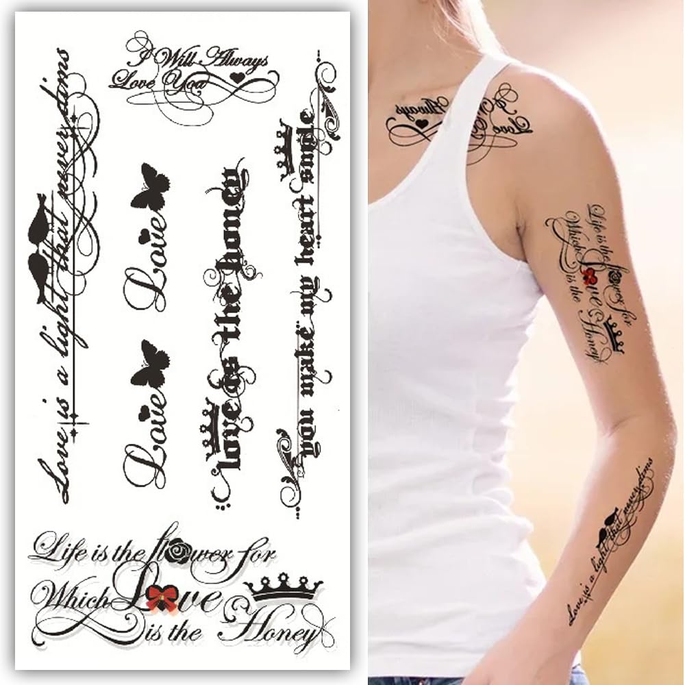 S.A.V.I Love Life Quotes - Waterproof Temporary Tattoo for Men Women, Arm Body Makeup Decor, 21x10cm