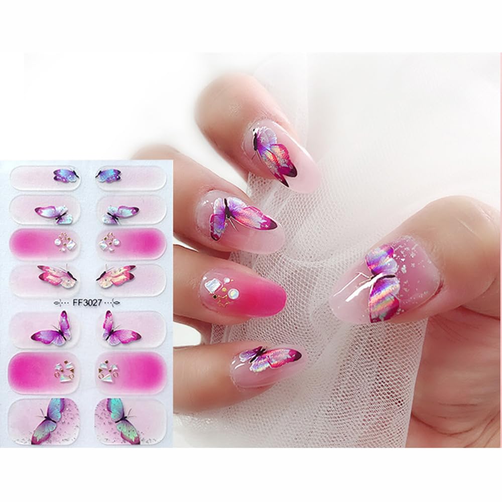 S.A.V.I 14pcs Gel Nail Stickers - Glitter Full Coverage Self-Adhesive Nail Patch