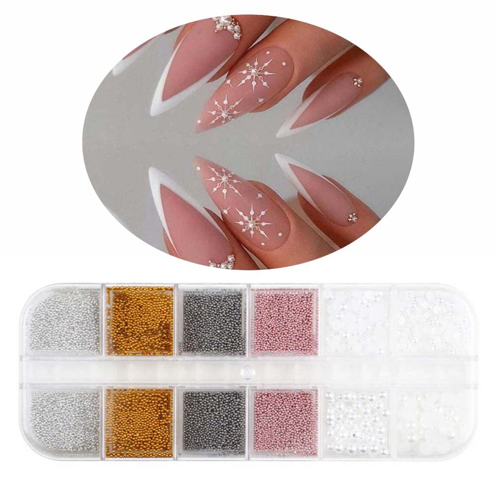 S.A.V.I 4 Color Caviar Metal Beads Balls, Nail Art Palette Decorations