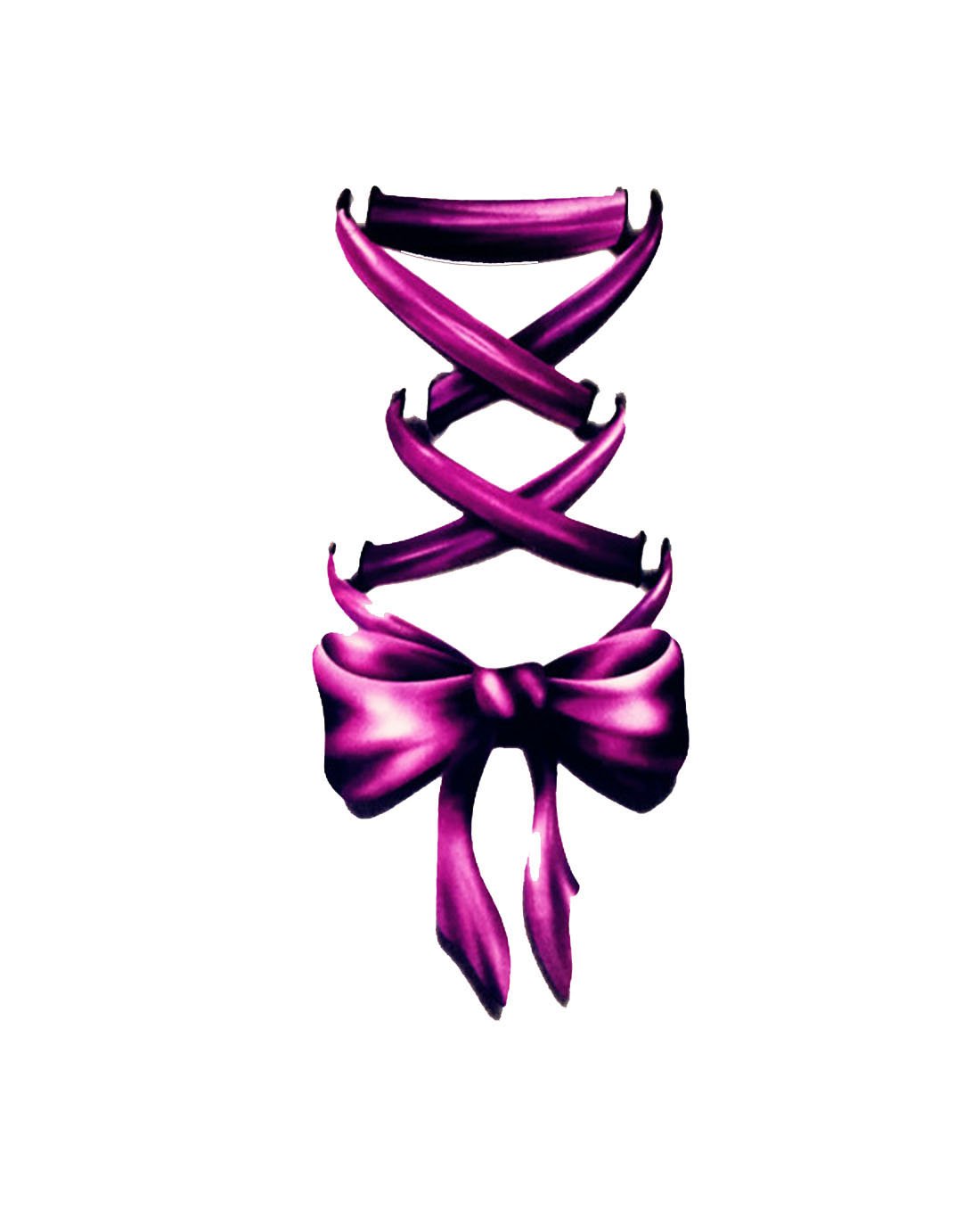 S.A.V.I 3D Temporary Tattoo Purple Bow Design Size 10.5x6cm - 1pc.