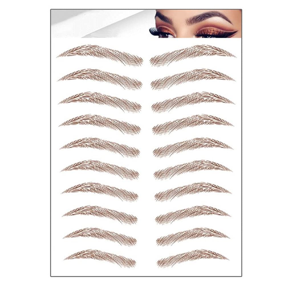 S.A.V.I 6D - 9 Pairs Natural Brown Eyebrow, Long Lasting Up to 4 Days, Waterproof Eyebrow Temporary Tattoo Sticker - 1 Sheet